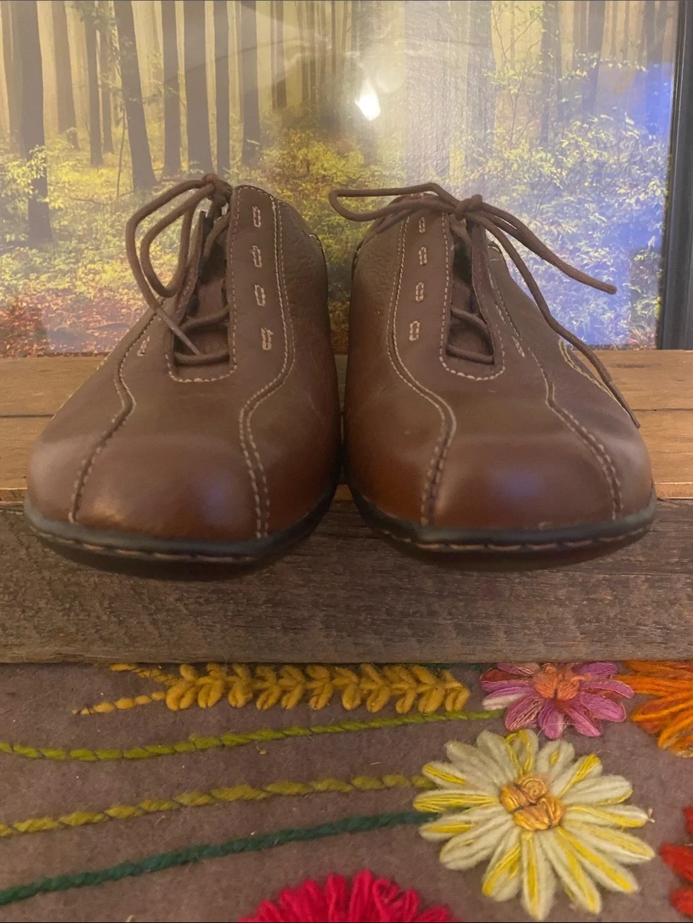 Clarks Brown Leather Casual Women's Flats